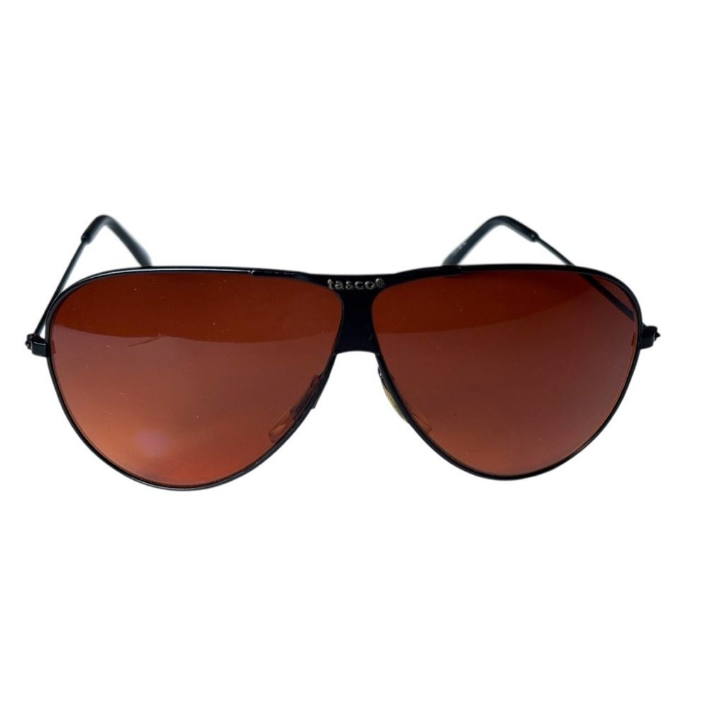 Tasco Vintage black metal frame aviator sport sunglasses brown tint lens 1175 A